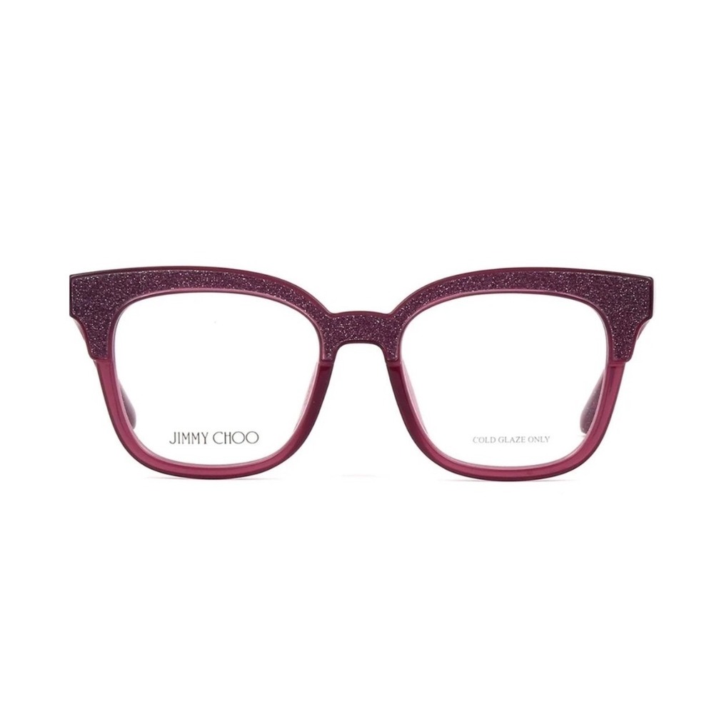 Jimmy Choo Purple Glitter Square Eyeglass Frames